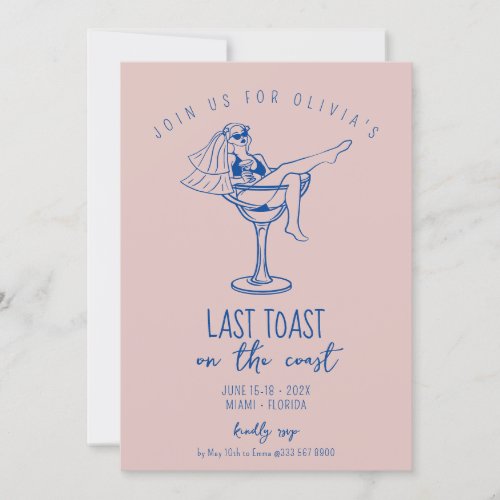 coastal beach cocktail bachelorette weekend invitation