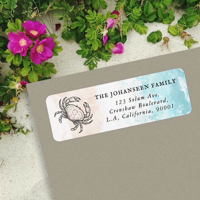 Coastal Beach Crab Return Address Label (Creator Uploaded)