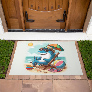Coastal/Beach cute cartoon shark Doormat