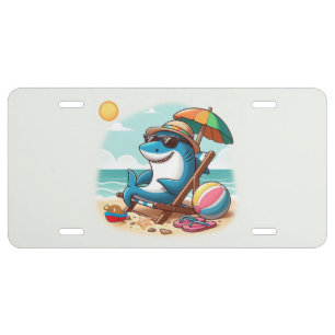 Coastal/Beach cute cartoon shark License Plate