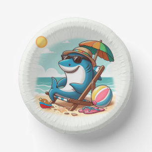 Coastal/Beach cute cartoon shark Paper Bowls