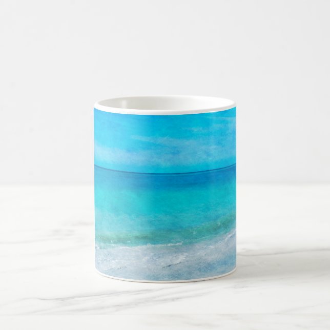 Coastal Beach Decor in Teal Aqua Turquoise Blue Coffee Mug (Center)