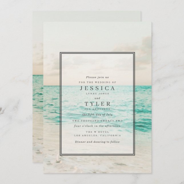 Coastal Beach Destination Wedding Invitation (Front/Back)