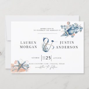 coastal beach Elegant Wedding Invitation