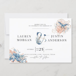 coastal beach Elegant Wedding Invitation