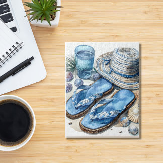 Coastal Beach Flip Flop and Hat Puzzle