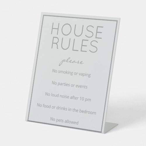Coastal Beach Gray House Rules Table Sign