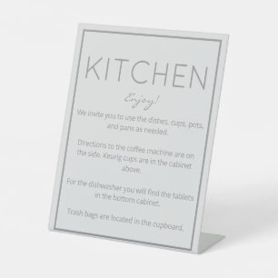 Coastal Beach Gray Kitchen Counter Sign