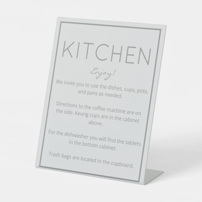 Coastal Beach Gray Kitchen Counter Sign (Front)