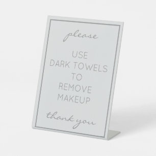 Coastal Beach Gray Makeup Towel Counter Sign