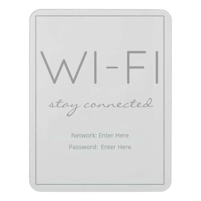 Coastal Beach Gray Wi-Fi Guest Sign (Contemporary Vert)