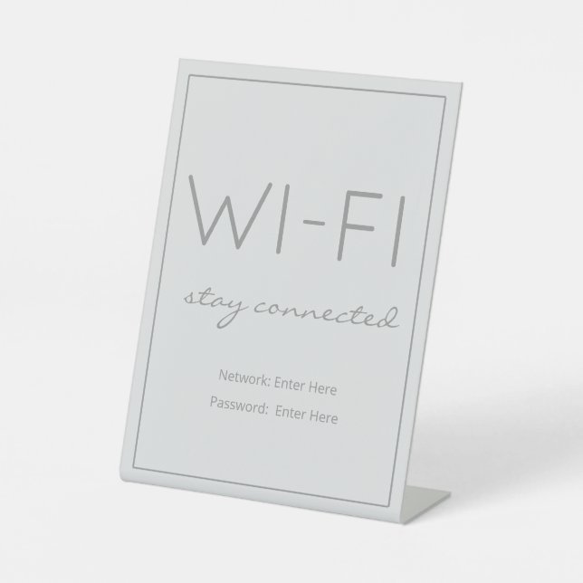 Coastal Beach Gray Wi-Fi Guest Table Sign (Front)