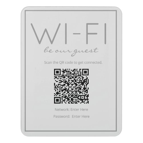 Coastal Beach Gray Wi_Fi QR Code Guest Sign