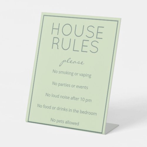 Coastal Beach Green House Rules Table Sign