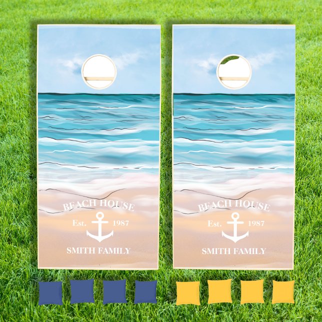 Coastal Beach House Est Year Family Cornhole Set (Coastal Beach House Est Year Family Cornhole Set
)