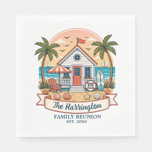 Coastal Beach House Family Reunion  Napkins