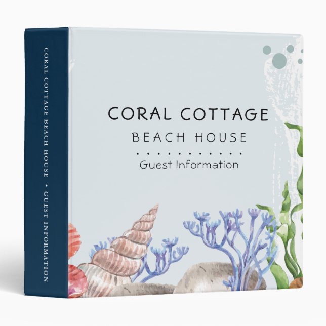 Coastal Beach House  Guest Information 3 Ring Binder (Front/Spine)