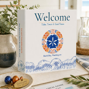 Coastal Beach House Guest Welcome Book 3 Ring Binder