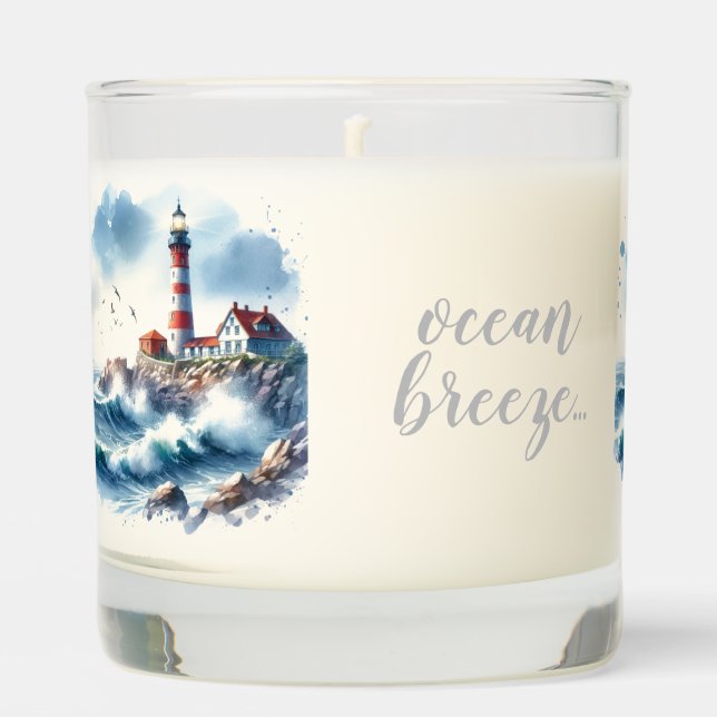 Coastal Beach Lighthouse Scented Candle (Front)