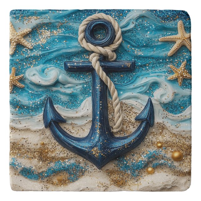 Coastal Beach Marble Trivet (Front)