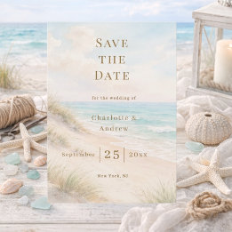 Coastal beach modern wedding save the date