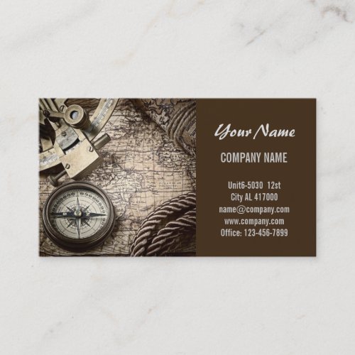 coastal beach nautical antique compass business card