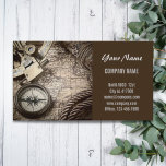 coastal beach nautical antique compass business card