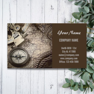 coastal beach nautical antique compass business card
