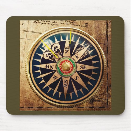 coastal beach nautical antique compass mouse pad