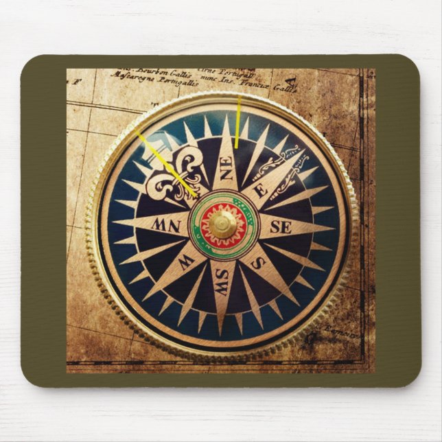coastal beach nautical antique compass mouse pad (Front)