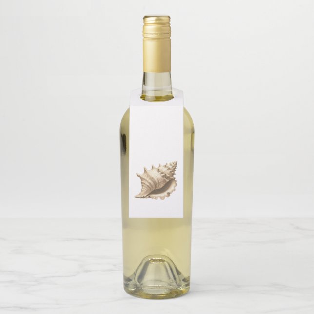 Coastal/beach/nautical seashell  bottle hanger tag (On Bottle)