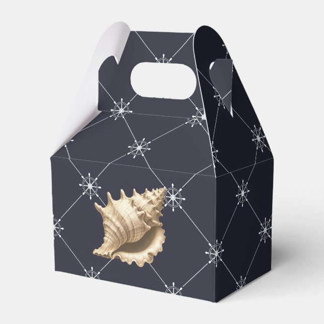 Coastal/beach/nautical seashell  favor boxes (Front Side)