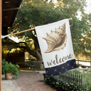 Coastal/beach/nautical seashell house flag