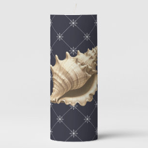 Coastal/beach/nautical seashell pillar candle