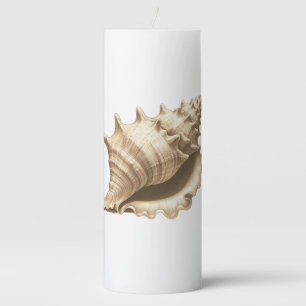 Coastal/beach/nautical seashell pillar candle
