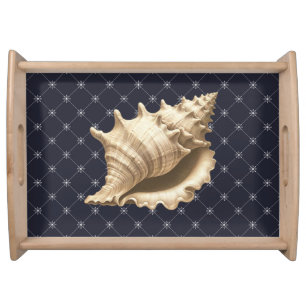 Coastal/beach/nautical seashell serving tray