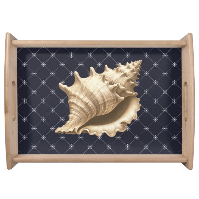 Coastal/beach/nautical seashell  serving tray (Front)