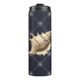 Coastal/beach/nautical seashell thermal tumbler