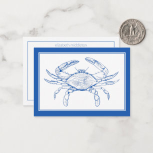 Coastal Beach Ocean Blue Crab Personalized Note Card