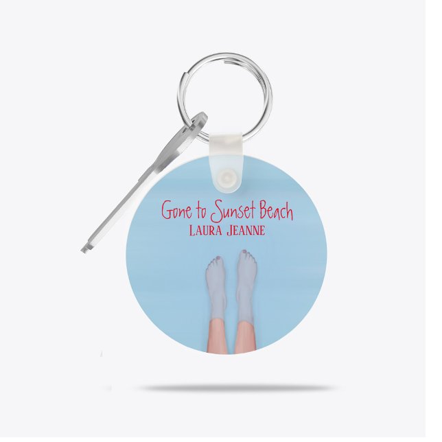 Coastal Beach Ocean Personalized Vacation Keychain (Personalized coastal beach keychain with blue ocean water and relaxing seaside vacation vibe.)