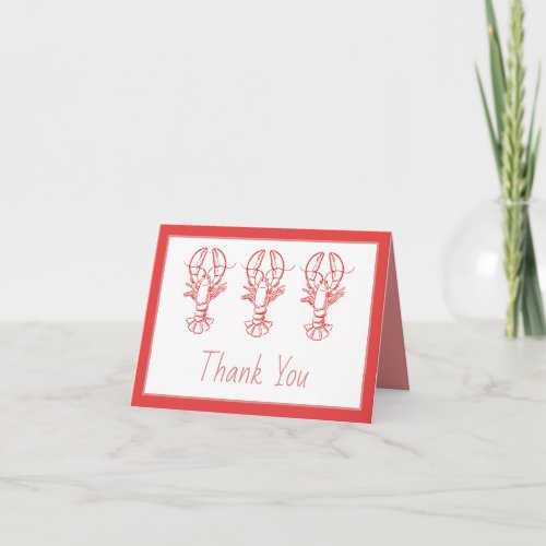 Coastal Beach Ocean Red Lobster Thank You Note Card