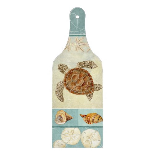 Coastal Beach Ocean Seashore Collage Sea Turtle Cutting Board