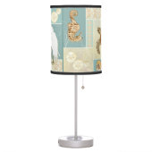 Coastal Beach Ocean Seashore Collage Sea Turtle Table Lamp (Left)