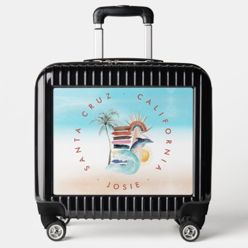 Coastal Beach Ocean  Surf Monogram Luggage