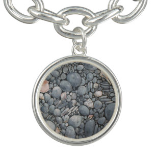 Coastal Beach Pebbles and Shells Painting Print Bracelet