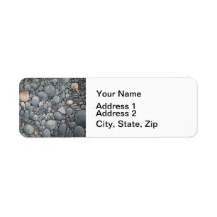 Coastal Beach Pebbles and Shells Painting Print Label