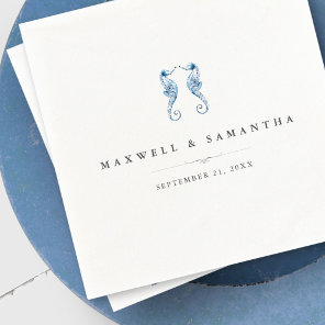 Coastal Beach Personalized Seahorses Napkins