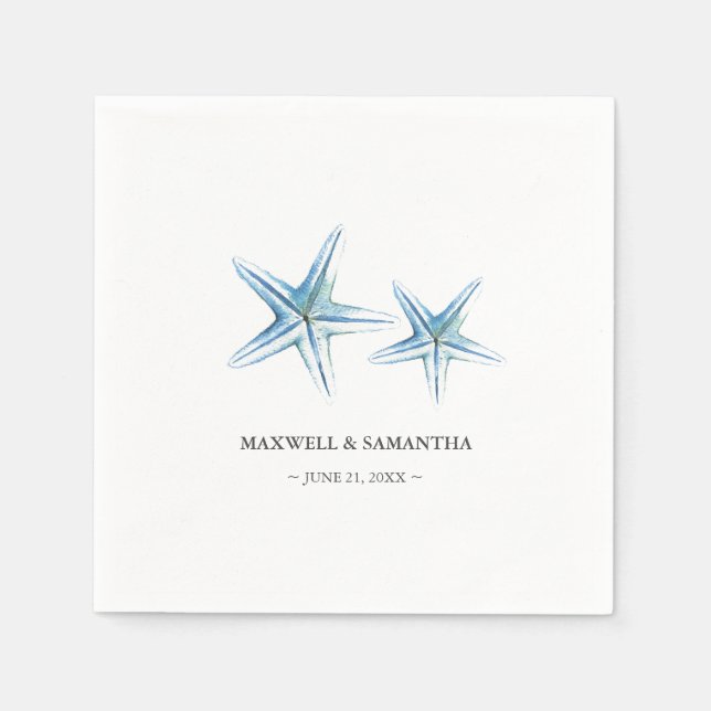 Coastal Beach Personalized Starfish Napkins (Front)