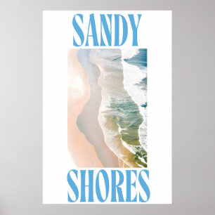 Coastal Beach Print Sandy Shores Aerial Photograph
