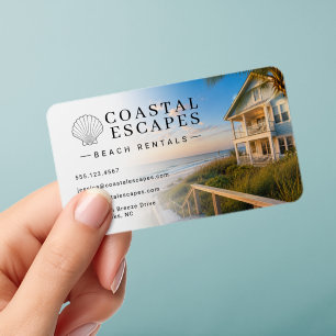 Coastal Beach Rental Clear Business Cards